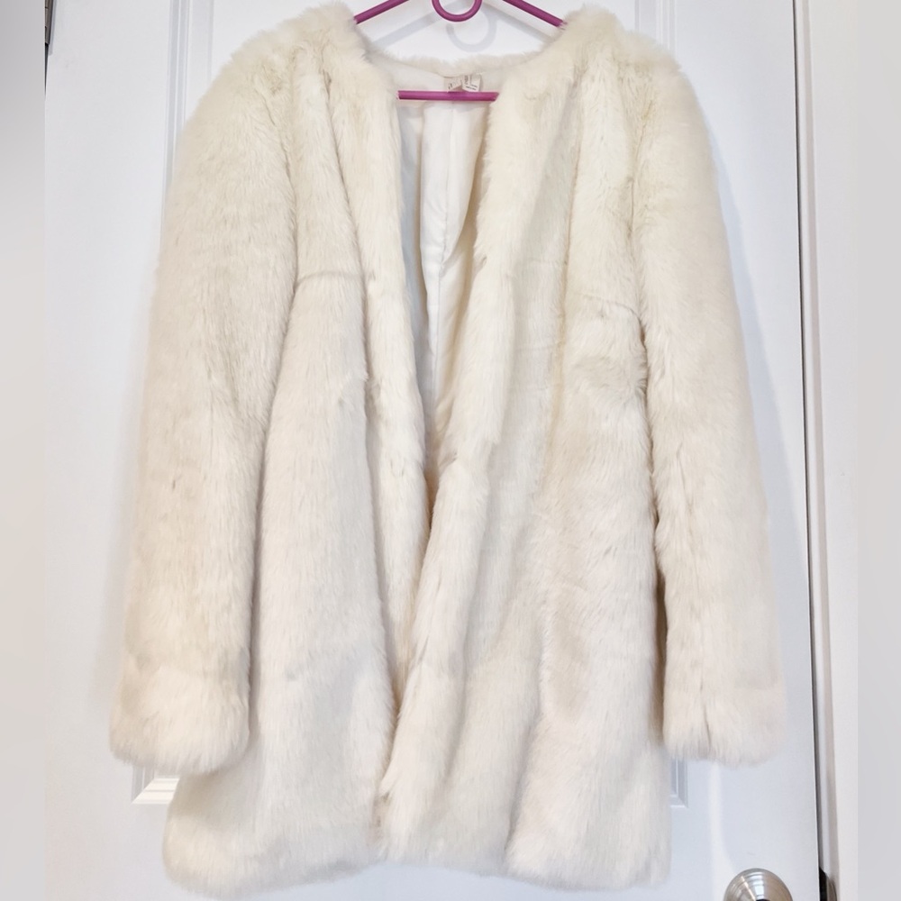 White/Ivory Faux Fur Coat